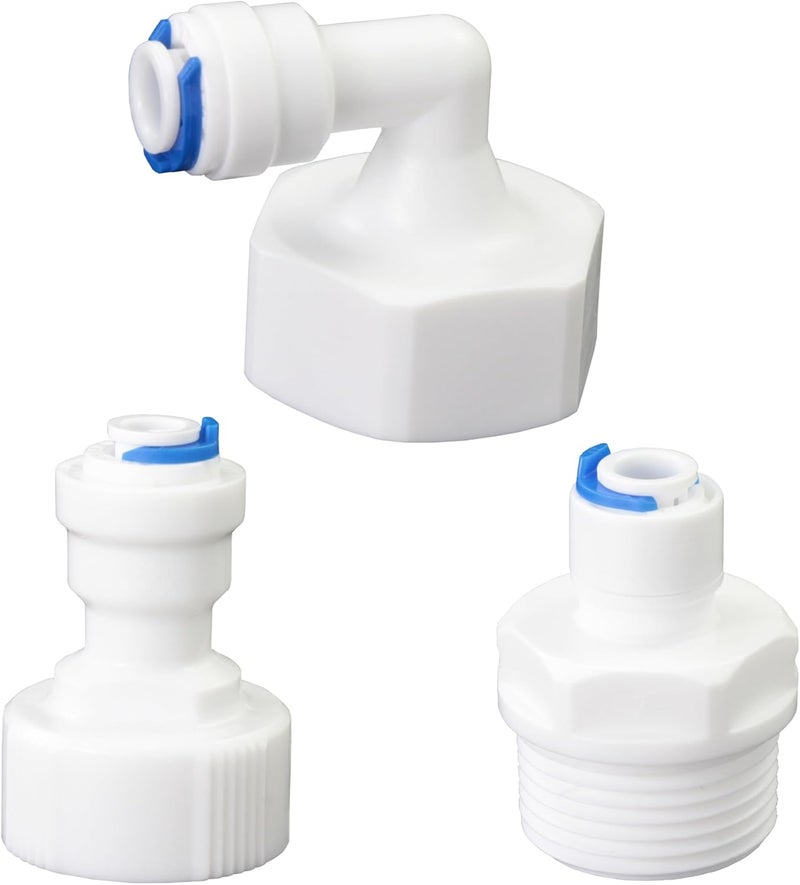 AimatRun 3/4 "internal and external threads to 1/4" outer diameter push in quick connect, reverse osmosis water filter hose double joint, pre purifier, water purifier, FNPT internal thread plastic adapter - Image 1